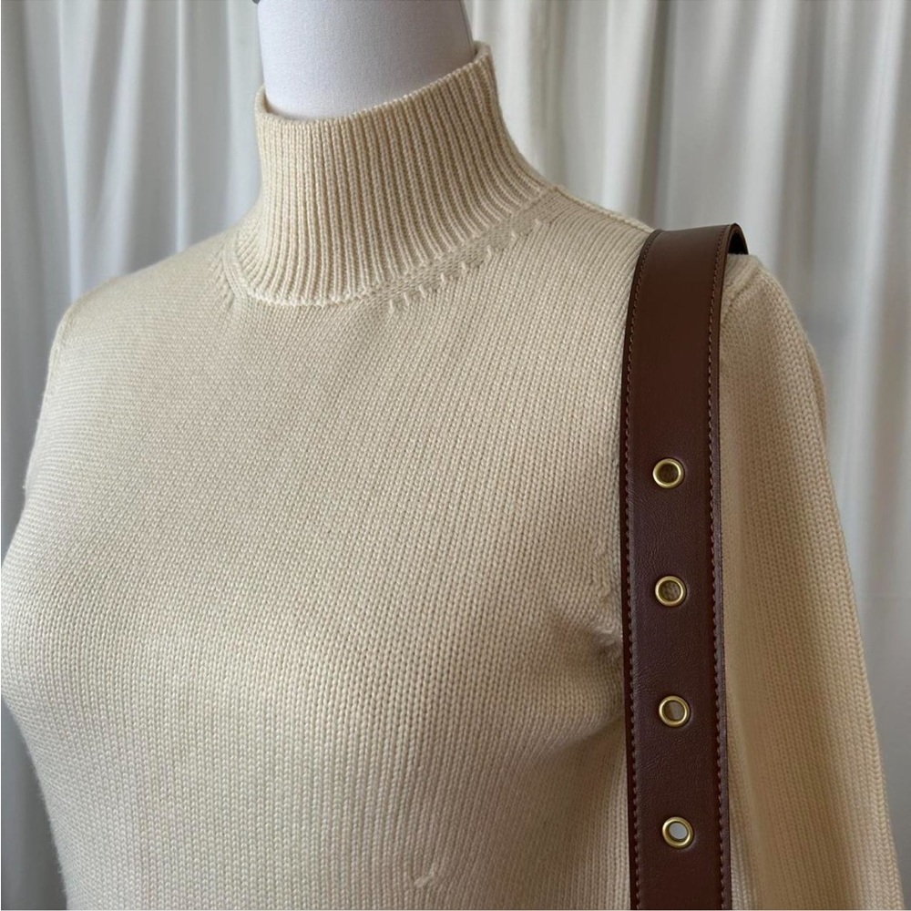 Vintage Cream Ann Taylor Italian Merino Wool Mock Neck sweater size XS - Picture 5 of 8